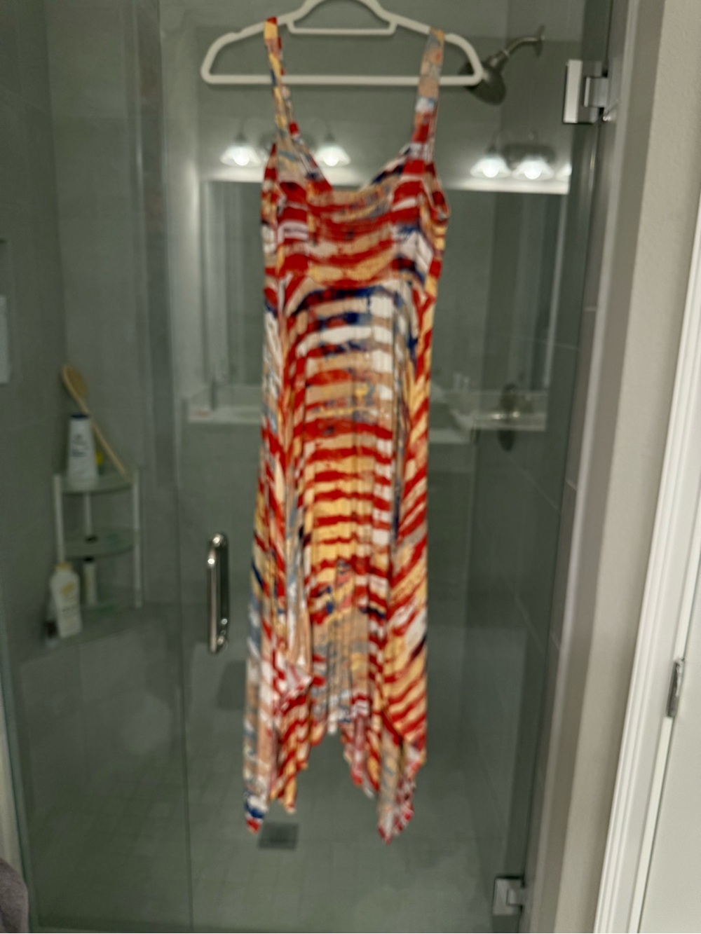 American Rag Red, Navy & Cream Striped Maxi Dress